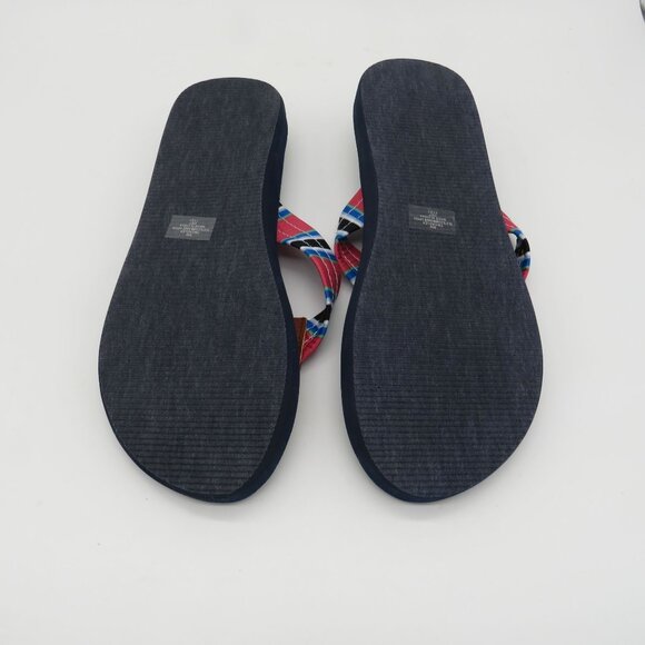 Tommy Hilfiger Women's Flip Flops Plaid Straps Navy Sole Thong Sandals Size 9 NE - Picture 6 of 6